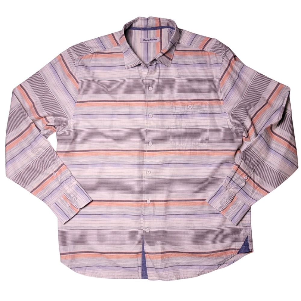 Tommy Bahama Coral Horizon Striped Button-Down Shirt L - Picture 2 of 6